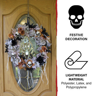 Haunted Hill Farm 1.83-ft Halloween Autumn Wreath with Skulls