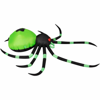 Haunted Hill Farm Haunted Hill Farm 6.5-Ft Inflatable Pre-Lit Black and Green Spider, HISPIDER0651-L