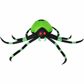 Haunted Hill Farm Haunted Hill Farm 6.5-Ft Inflatable Pre-Lit Black and Green Spider, HISPIDER0651-L