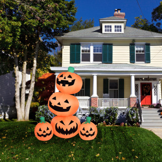 Haunted Hill Farm 6-Ft Inflatable Pre-Lit Stacked Pumpkin Jack-O-Lantern Decoration