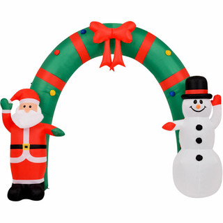 Fraser Hill Farm Fraser Hill Farm 8-Ft Tall Walkway Arch w/ Santa Claus and Snowman, Outdoor Blow-Up Christmas Inflatable w/ Lights and Storage Bag, FHFXMASARCH081-L