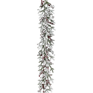  Fraser Hill Farm 9-Ft. Flocked Decorative Garland with Red Berries 