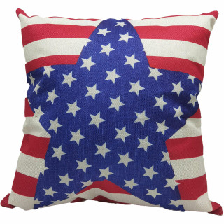 Fraser Hill Farm Fraser Hill Farm 15.5-In Americana Stars and Stripes Accent Pillow, Indoor Patriotic Decoration