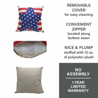 Fraser Hill Farm Fraser Hill Farm 15.5-In Americana Stars and Stripes Accent Pillow, Indoor Patriotic Decoration