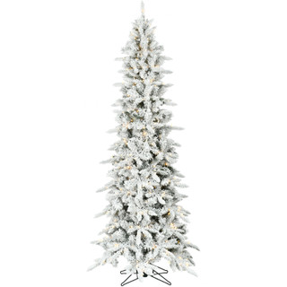 Fraser Hill Farm Slim Mountain Pine Flocked Christmas Tree Various Lighting and Size Options