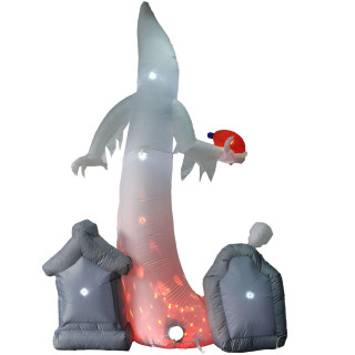Haunted Hill Farm 9-Ft Inflatable Pre-Lit Ghost with Heart and Tombstones, HIEVILGHST091-L