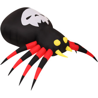Haunted Hill Farm 6-Ft Inflatable Black and Red Spider with Multi-Color Disco Lights, HISPIDER063-L