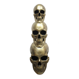 3-Ft. Golden Skull Stack Prelit LED Resin Figurine, Indoor or Covered Outdoor Halloween Decoration, Plug-In
