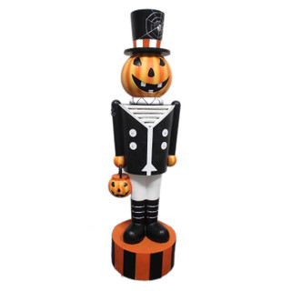 4-Ft. Jack-O-Lantern Nutcracker Prelit LED Resin Figurine, Indoor or Covered Outdoor Halloween Decoration, Plug-In