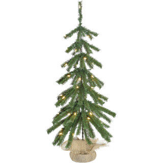 Fraser Hill Farm 3-ft Downswept Farmhouse Fir Christmas Tree with Burlap Bag and Warm White LED Lights