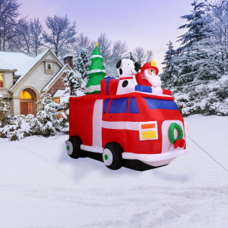 Fraser Hill Farm 7-Ft Pre-Lit Inflatable Santa in Fire Truck,