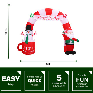 Fraser Hill Farm 9-Ft Wide Pre-Lit Inflatable Candy Cane Arch