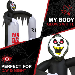 Haunted Hill Farm 8-Ft Pre-Lit Inflatable Grim Reaper Tombstone Arch