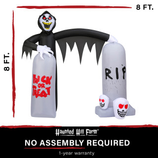 Haunted Hill Farm 8-Ft Pre-Lit Inflatable Grim Reaper Tombstone Arch