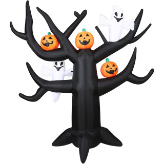 Haunted Hill Farm 8-Ft Pre-Lit Inflatable Spooky Tree with Ghosts and Pumpkins