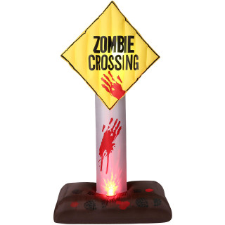 Haunted Hill Farm 6-Ft Pre-Lit Inflatable Zombie Crossing