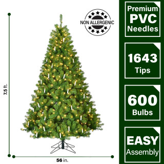 Fraser Hill Farm 7.5-Ft Vintage Christmas Tree with Classic Candle and Warm White LED Lights