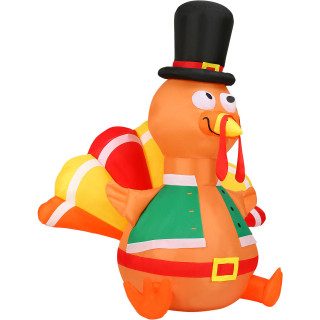 Fraser Hill Farm 6-Ft Turkey Blow-Up Inflatable w/ Lights, Festive Party Decor for Thanksgiving, Harvest Celebrations, and Friendsgiving