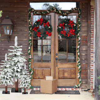 Fraser Hill Farm Set of 3 Snowy Downswept Trees in 2-Ft, 3-Ft, and 4-Ft Sizes