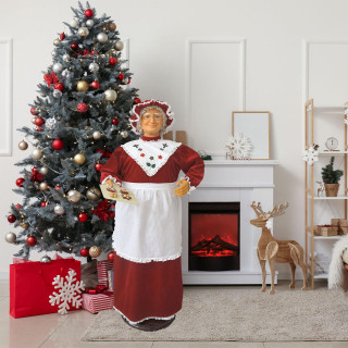 Fraser Hill Farm 58-In Dancing Mrs Claus with Baking Apron and Cookies, Animated Christmas Decorations, Holiday Home Decor