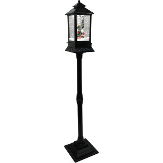 Fraser Hill Farm Let It Snow Series 49-In. Musical Mini Street Lamp w/ Santa and Mrs. Claus Scene, Cascading Snow, and Christmas Carols, Black