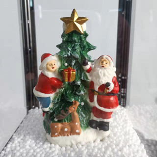  Fraser Hill Farm Let It Snow Series 49-In. Musical Mini Street Lamp w/ Santa and Mrs. Claus Scene, Cascading Snow, and Christmas Carols, Black 