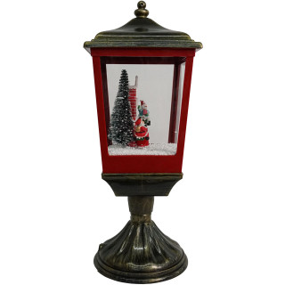 Fraser Hill Farm Let It Snow Series 20.5-In Musical Tabletop Lamp with Seesaw Santa, Cascading Snow, and Christmas Carols, Bronze/Red