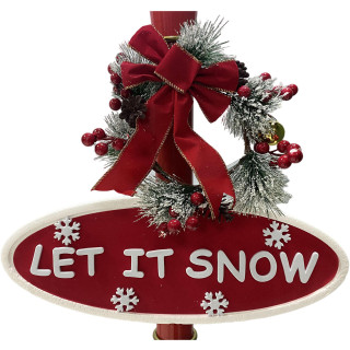  Fraser Hill Farm Let It Snow Series 69-In. Musical Snow Globe Lamp Post with Snowman, 2 Signs, Cascading Snow, and Christmas Carols, Red 