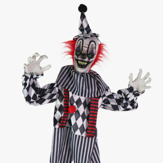 5.9-Ft. Animatronic Talking Clown on a Stage with Movement and Light-Up Eyes for Scary Halloween Decoration