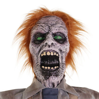 5.6-Ft. Animatronic Zombie Carver with Movement, Sound, and Light-Up Eyes for Scary Halloween Decoration