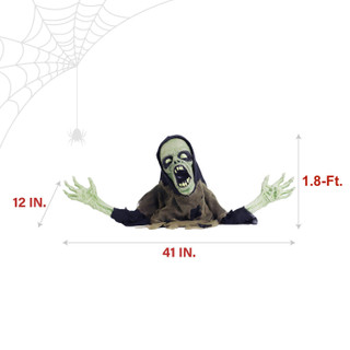 1.8-Ft. Zombie Groundbreaker with Flashing LED Lights, Battery-Operated Animatronic Halloween Decoration