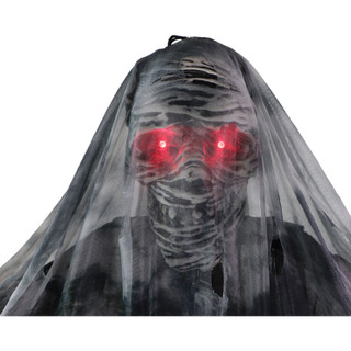 Haunted Hill Farm Nightstalker the Light-Up Skeleton Mummy Reaper with Stand and Hanging Loop for Scary Halloween Decoration