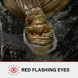 4.9-Ft. Animatronic Upside-Down Shaking Mummy with Sounds and Light-Up Eyes for Scary Halloween Decoration