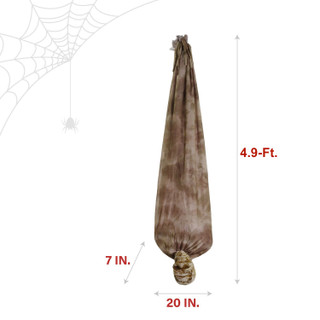 4.9-Ft. Animatronic Upside-Down Shaking Mummy with Sounds and Light-Up Eyes for Scary Halloween Decoration