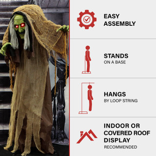 4.9 Ft. Animatronic Talking Hunchback Witch with Movement and Lights for Scary Halloween Decoration
