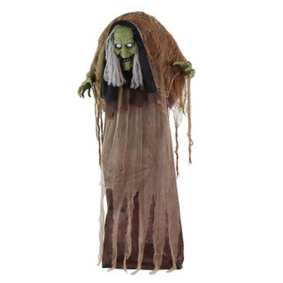 4.9 Ft. Animatronic Talking Hunchback Witch with Movement and Lights for Scary Halloween Decoration
