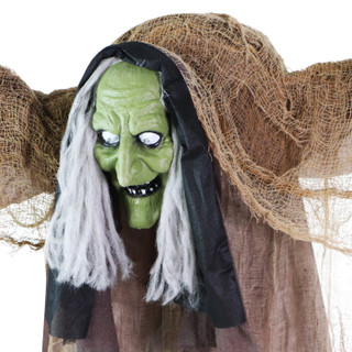 4.9 Ft. Animatronic Talking Hunchback Witch with Movement and Lights for Scary Halloween Decoration