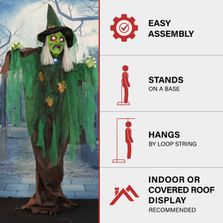 6-Ft. Animatronic Talking Forest Witch with Movement and Lights for Scary Halloween Decoration