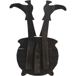 Haunted Hill Farm 24-In. Come In My Pretties Witch's Cauldron Funny Wood Yard Stake for Halloween Decoration