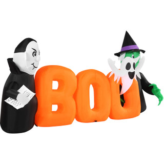 Haunted Hill Farm 6.5-Ft. Wide Pre-lit Inflatable Boo Sign