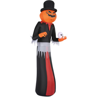 Haunted Hill Farm 12-Ft. Tall Pre-lit Inflatable Jack-O-Lantern Man with Top Hat and Skull