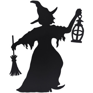 Haunted Hill Farm 40-In. Wicked Witch Black Iron Halloween Silhouette with Ground Stakes and Easel for Lawn, Garden, Porch and Foyer