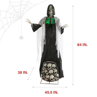 Haunted Hill Farm 7-Ft. Tall Motion Activated Graveyard Ghoul by SVI, Battery-Operated Scary Halloween Prop with Light-Up Eyes and Chest