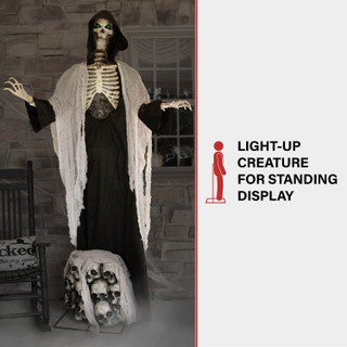 Haunted Hill Farm 7-Ft. Tall Motion Activated Graveyard Ghoul by SVI, Battery-Operated Scary Halloween Prop with Light-Up Eyes and Chest