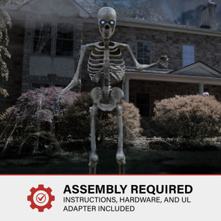 Haunted Hill Farm 8-Ft. Tall Motion-Activated Towering Skeleton by SVI, Premium Talking Halloween Animatronic, Plug-In
