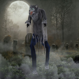 Haunted Hill Farm 7-Ft. Tall Motion-Activated Towering Werewolf by SVI, Premium Halloween Animatronic, Plug-In