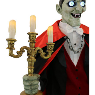 Haunted Hill Farm 5.5-Ft. Tall Motion-Activated Vampire Host by SVI, Premium Talking Halloween Animatronic, Plug-In