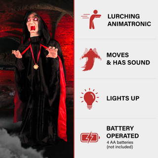 Haunted Hill Farm Motion-Activated Lurching Vampire by Tekky, Indoor or Covered Outdoor Premium Halloween Animatronic, Plug-In or Battery