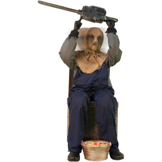 Haunted Hill Farm Motion Activated Chainsaw Rusty by Tekky, Indoor or Covered Outdoor Premium Halloween Animatronic, Plug-In or Battery