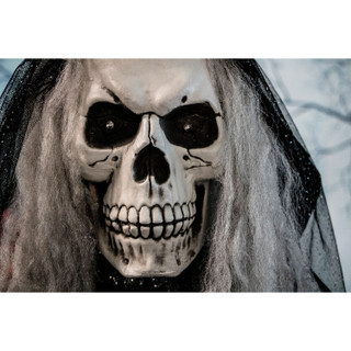 Haunted Hill Farm 65-In. Mona the Moaning Skeleton Bride, Indoor or Covered Outdoor Halloween Decoration, Red LED Eyes, Battery-Operated